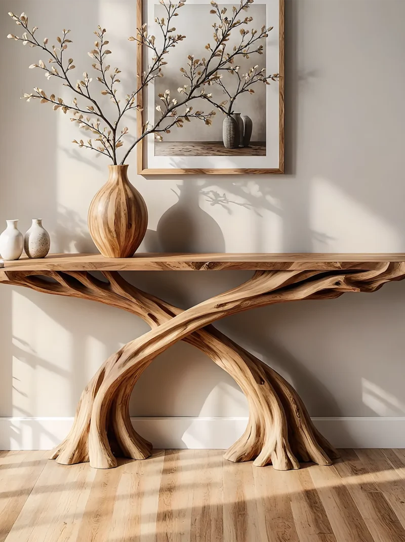 Hand Built Entry Console Stylish Solid Wood Hall Table